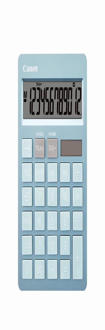 スタイル：電卓◆商品名：Canon キヤノン スタイリッシュデザイン電卓 抗菌仕様 HS-1200TC ブルー（12桁/スリム卓上/ツートンカラー）HS-1200TC-BL【特徴1】 デザイン性に優れた12桁卓上電卓【特徴2】 いつもキレイで清潔に使いたい方のための抗菌仕様【特徴3】 税計算対応電卓。税率変更も可能で便利 ！【特徴4】フラット＆スタイリッシュデザイン。お洒落なツートンカラーを採用。【特徴5】高級感があるカラバリ電卓。女性に人気の3色の展開。カラバリ3色展開! 【特徴1】 デザイン性に優れた12桁卓上電卓 【特徴2】 抗菌仕様 【特徴3】 税計算対応電卓 【特徴4】フラット&スタイリッシュデザイン 【特徴5】名入れ対応電卓