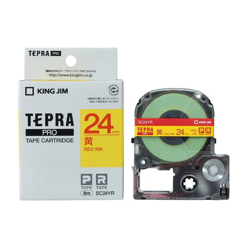 キングジム テープカート リッジ テプラPRO 24mm SC24YR 黄 赤文字 キングジム テープカート リッジ テプラPRO 24mm SC24YR 黄 赤文字