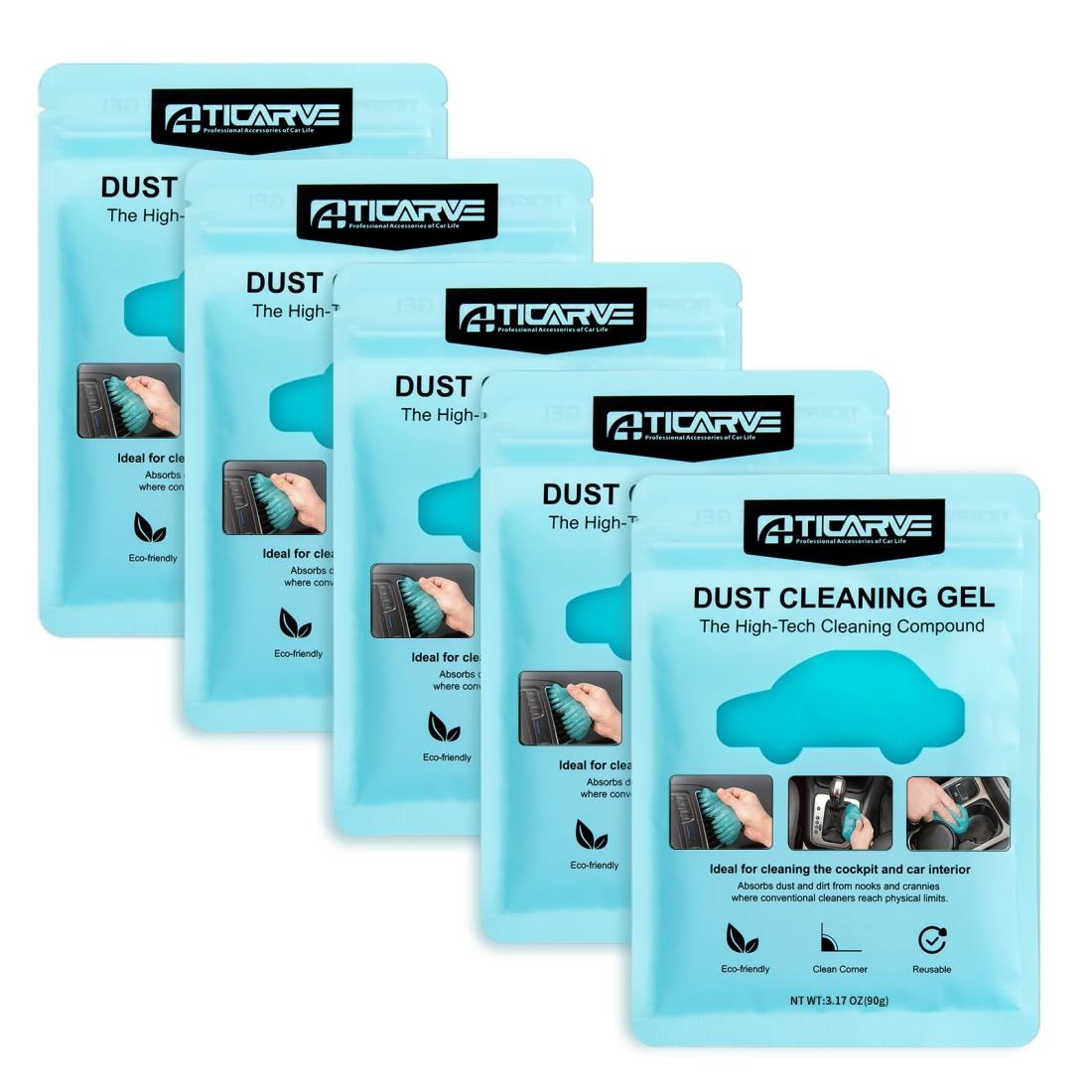 TICARVE ジェルクリーナー キーボード 車内 掃除 スライム （90g*5袋） 簡単に隙間のホコリ取り 車内清掃 汚れ落とし 手べたつかず 繰り返し使えるお掃除スライム ブルー
