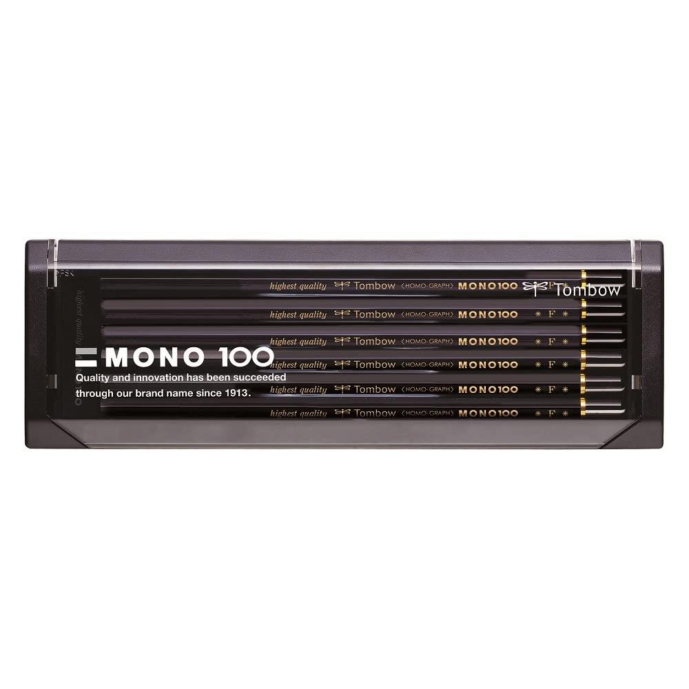 トンボ鉛筆 高級鉛筆 F MONO 100 (超微粒子が凝縮した高密度構造) 製図・デッサン 1ダース MONO-100F