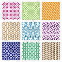 BENECREAT ステンシルシート プラスチック製 和紋様 描画テンプレート 30cm9枚入り 手帳用 絵図 ペイント リサイクル