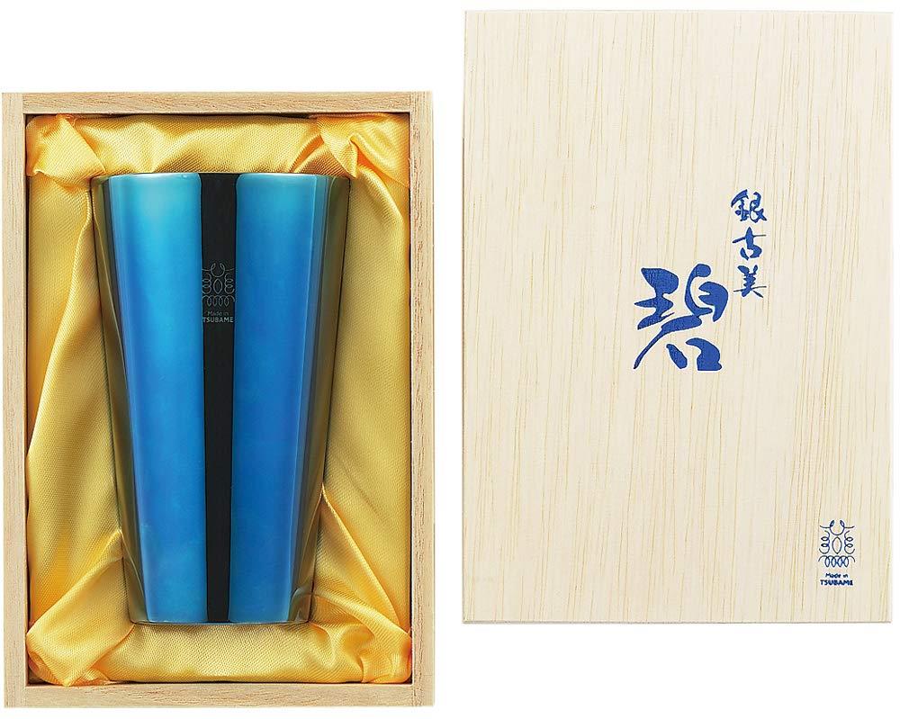 タマハシ タンブラー ブルー 300ml ”碧”銀古美 (ぎんふるみ) 18-8ステンレス W構造 AO-04