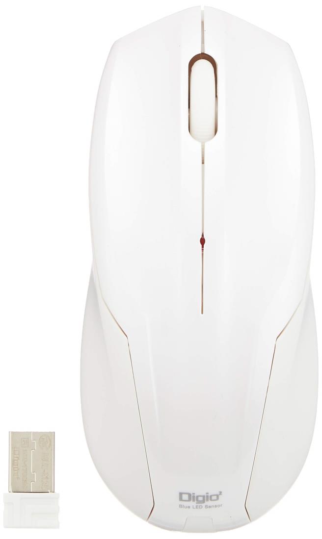ナカバヤシ Digio2 マウス 無線 静音 3ボタン BlueLED ホワイト Z8311