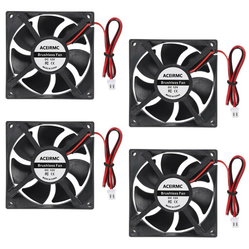 ACEIRMC 4個 80mm ファン 12V ブラシレス 8025 80x25mm 冷却用 DIY PC コンピューター ケース 3Dプリンター CPUクーラー ラジエーター (12V 2ピン) ACEIRMC 4個 80mm ファン 12V ブラシレス 8025 80x25mm 冷却用 DIY PC コンピューター ケース 3Dプリンター CPUクーラー ラジエーター (12V 2ピン)
