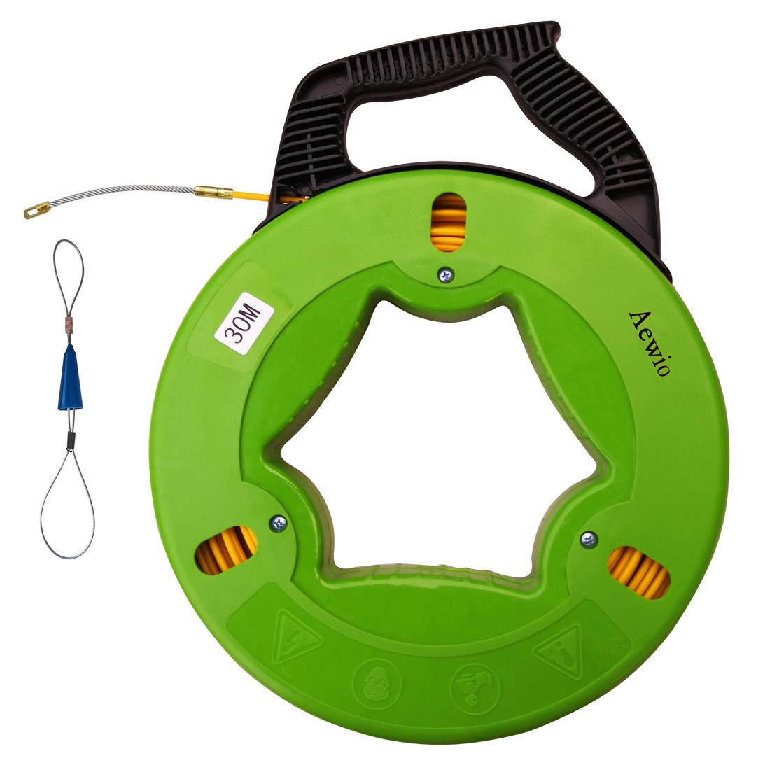 Aewio 30m通線 通線ワイヤー 通線収納ケース スチールワイヤー 通線工具 通線 入線専用ワイヤー (30m通..