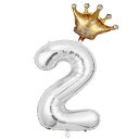 【LEISURE CLUB】誕生日 数字バルーン 2歳 20歳 24歳 風船 セット バースデー パーティー 飾り付け お祝い 結婚式 記念日 デコレーション (銀)