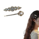 EZ PEACH クラシカル パール ヘアピン ダイヤモンド セット ヘアアクセサリー シンプル ゴールド 可愛い かわいい 前髪 髪留め 髪飾り 女性 レディース パーティ (G)