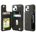 i Phone14 ケース カード収納 ICカード収納 軽量 スタンド機能 耐衝撃 滑り防止 背面カード収納 i Phone14カバー アイフォン14 ケース適用 6.1インチ(ブラック)