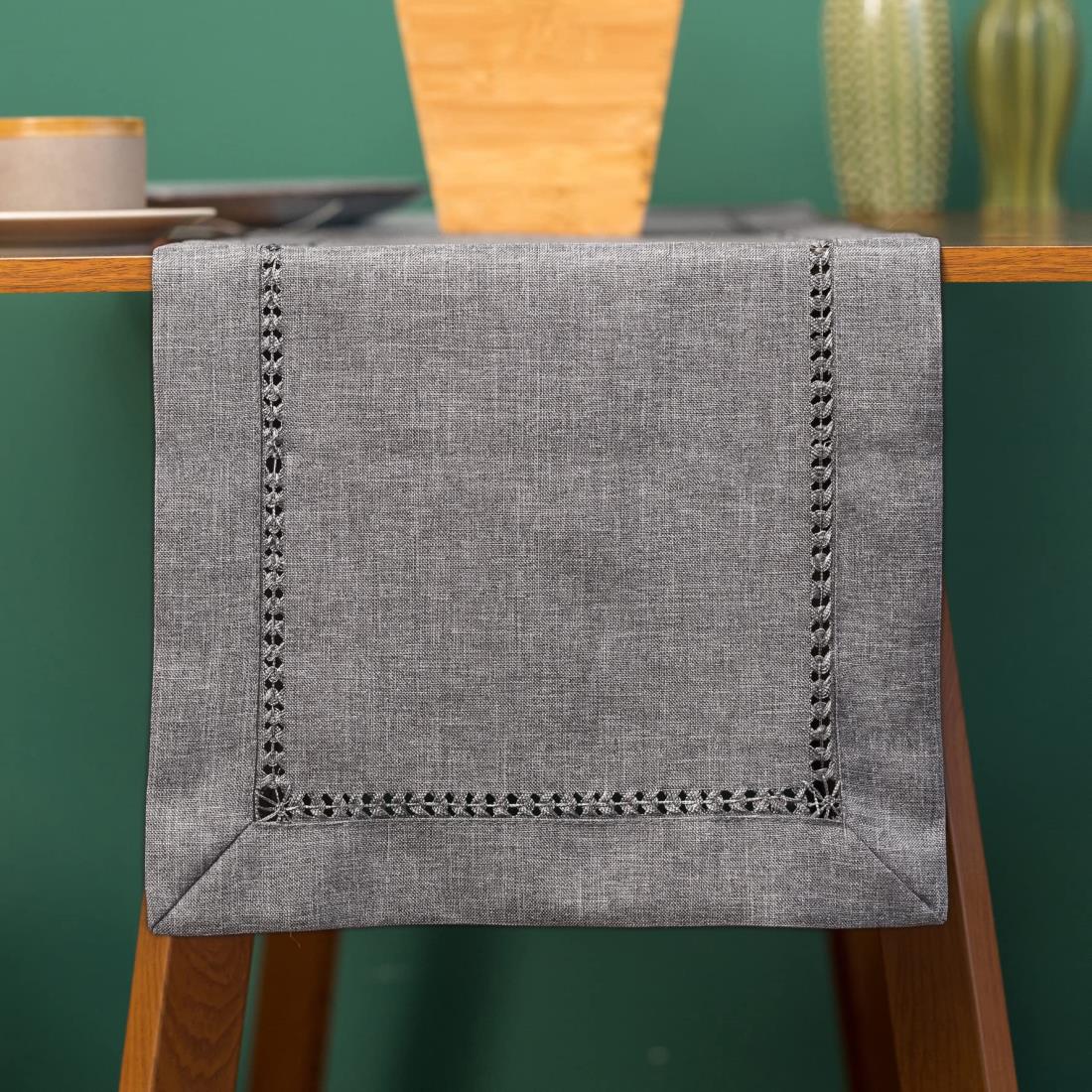 テーブルランナー おしゃれ 北欧 レースボーダー テーブルらんなー テーブルセンタークロス 水洗　食卓飾り 180 x 31cm 直角-グレー