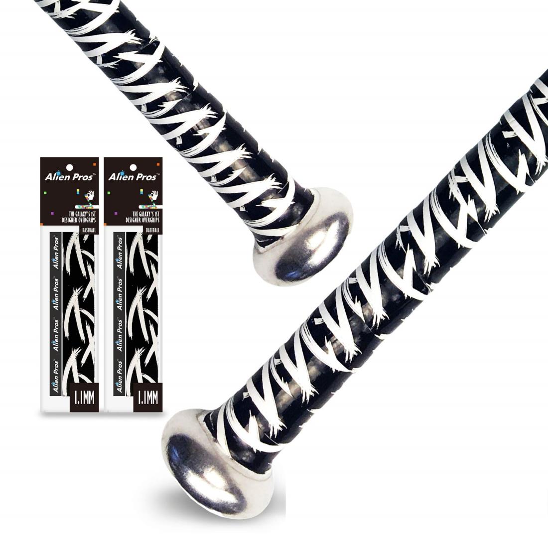 Alien Pros野球用バットグリップテープ（2グリップ）– 1.1 mmプレカット、プロ品質のバットテープ–古い野球用バットグリップの代替品–バットを保護して、壮大なホームランを打ちましょう（2グリップ,超平面）