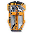 INGCO 六角棒レンチ トルクスレンチセット いじり止め L型レンチ 18本組 スパナセット 六角 レンチ セット HHKSET0181