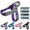 Paworld ハーネス 中型犬 サービス犬ハーネス 犬用ハーネス 犬用胴輪 4枚の反射パッチ付き ハンドル 通気性 耐久性 引っ張り防止 サイズ調整可能 散歩 訓練 ランニングギア(パープル S)