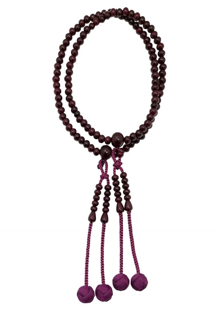 土屋念珠店 京念珠 女性用 振分数珠 紫檀 正絹房 紙箱入 -真言宗用- 女性用 主玉:5mm