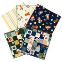 クラスタ キッズハンカチ 【完全日本製】 綿100 ガーゼハンカチ かわいい柄 (抗菌ミニハンカチ5枚/和柄しばセット)