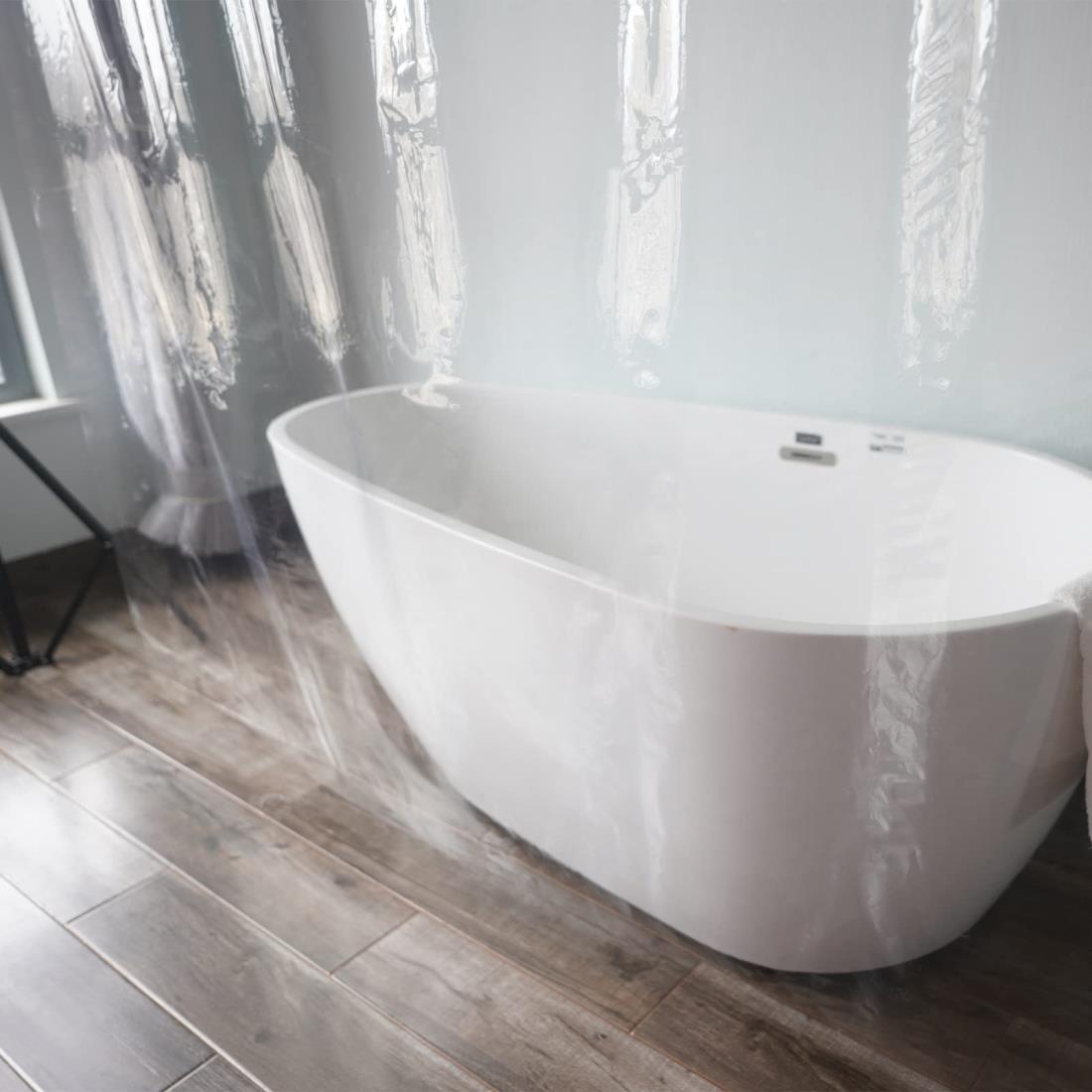 AooHome 防カビ シャワーカーテン 透明 120x150cm 防水 バスカーテン ユニットバス 浴室 間仕切り クリア 清潔 リング無し 透明度高い 軽量 保温防寒