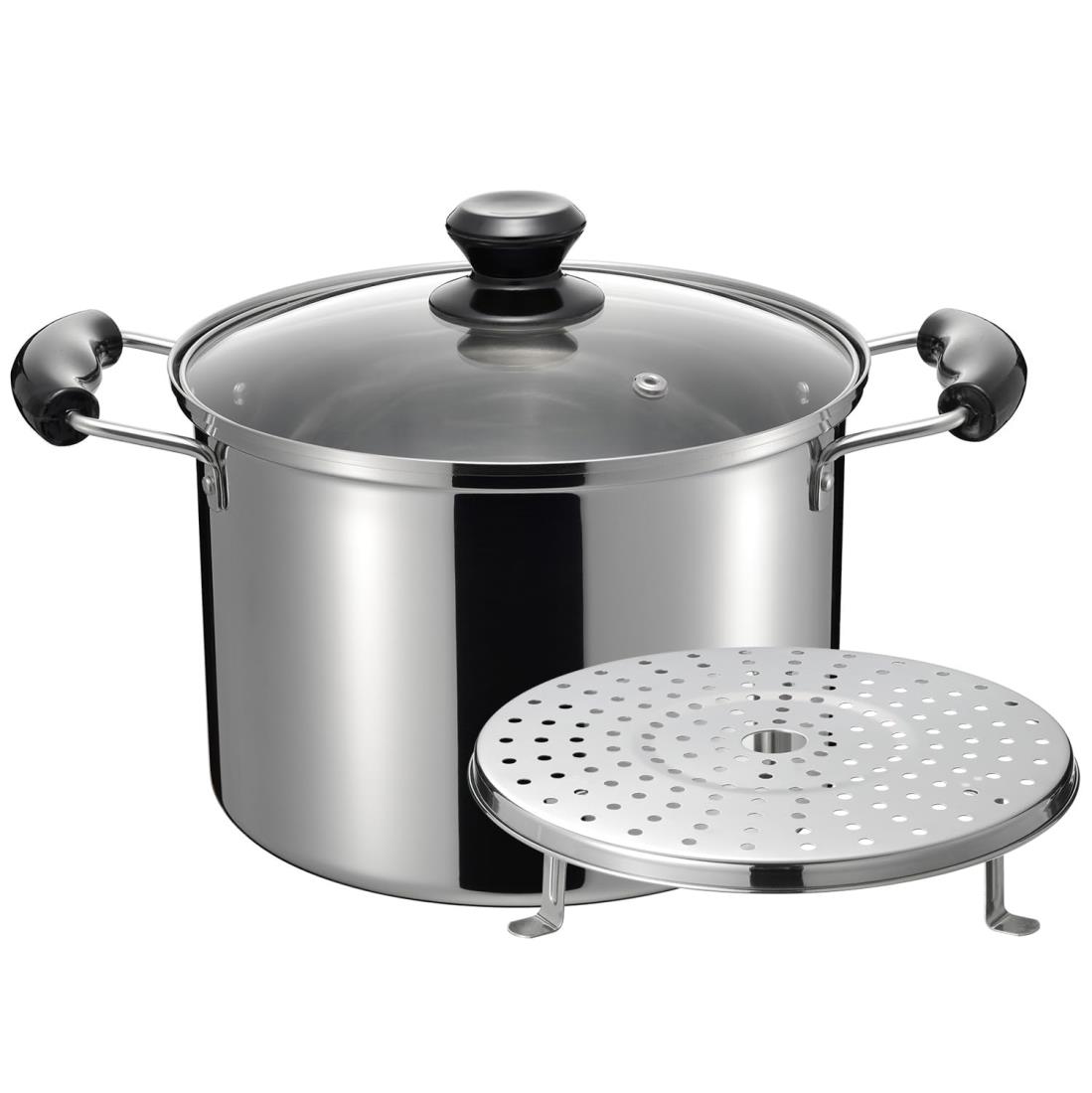 和平フレイズ ステンレス 両手鍋 蒸し器 兼用鍋 22cm 6.2L IH対応 ガス 蒸し目皿付 烹味屋 RB-3257