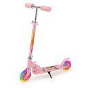 ファイヤー柄 キックボード キッズスクーター 光るLEDタイヤ 子供 キッズ 3~12歳子供用 2輪 幼児車 耐荷重50kg おもちゃ 折り畳み式 持ち運び便利 フットブレーキ ベビー プレゼント PINK