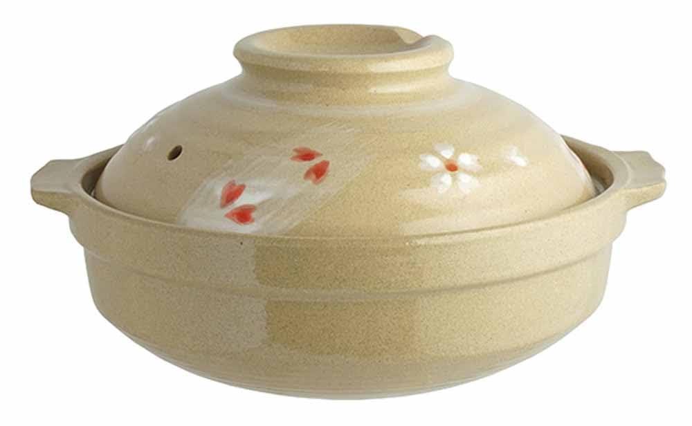 リビング 花さくら 浅型土鍋19cm