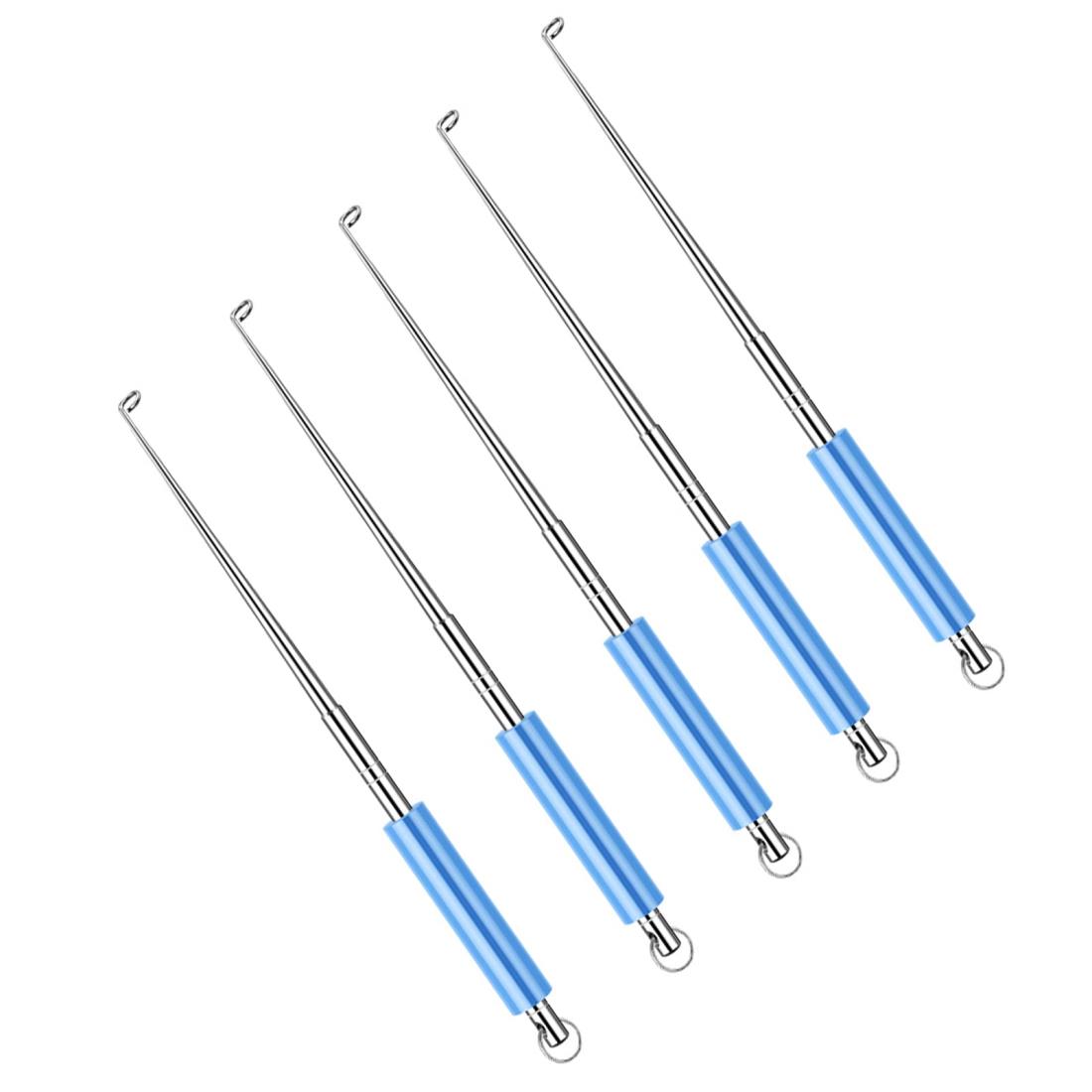 WUDQIJI フックリムーバー フックリリーサー 釣り針リムーバー 5本セット クイック針外し 釣り 針外し 釣り プライヤー フック 針外し フック リムーバー クイック 針外し 小型 軽量 簡単 操作 釣り道具 耐磨耗 耐久性 錆びに強い 青 魚釣りィッシュフックリムーバ