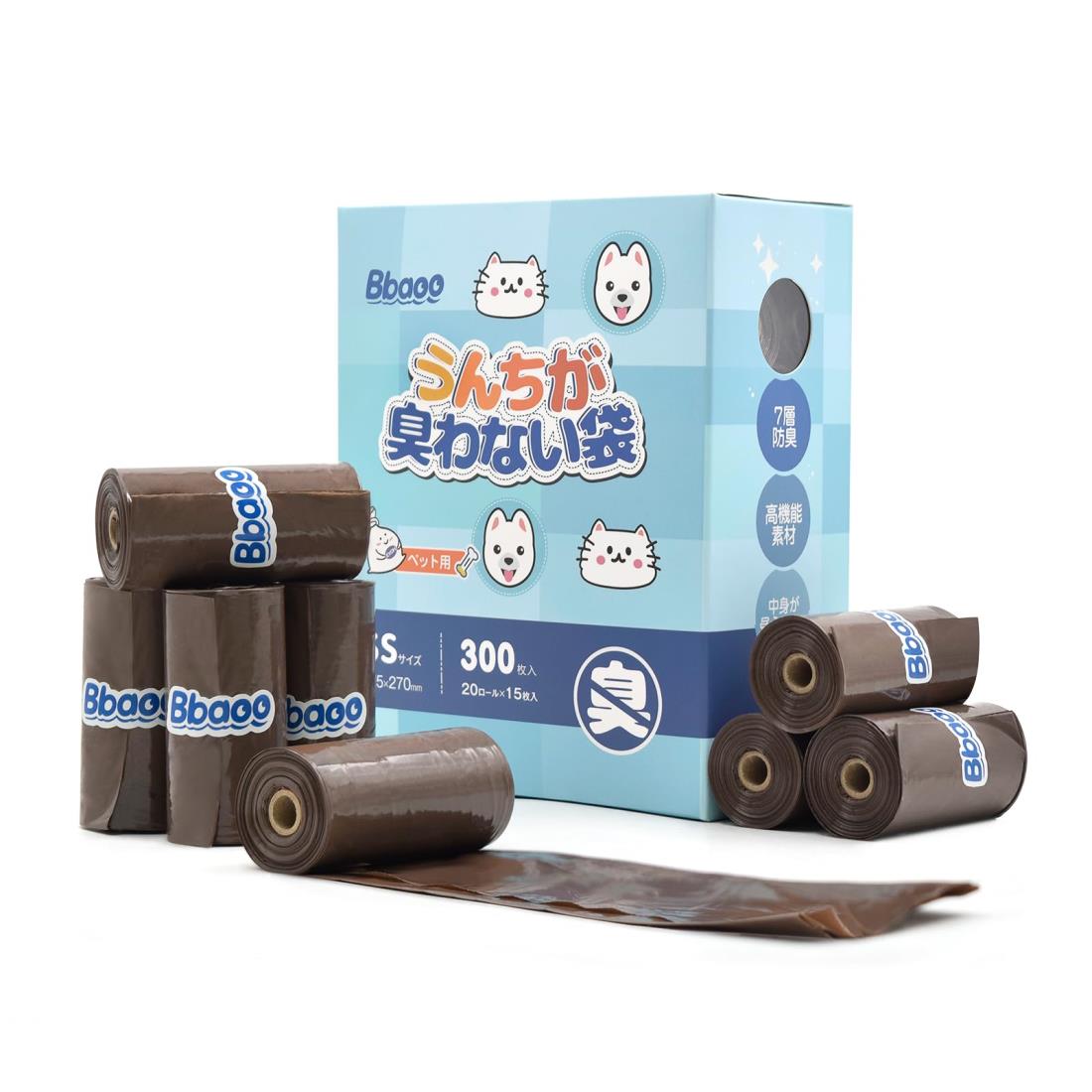 Bbaoo うんちが臭わない袋 犬うんち処理袋 (17.5x27cm)300個入り20ロール無香料 防臭ポリ袋 お散歩マナ..