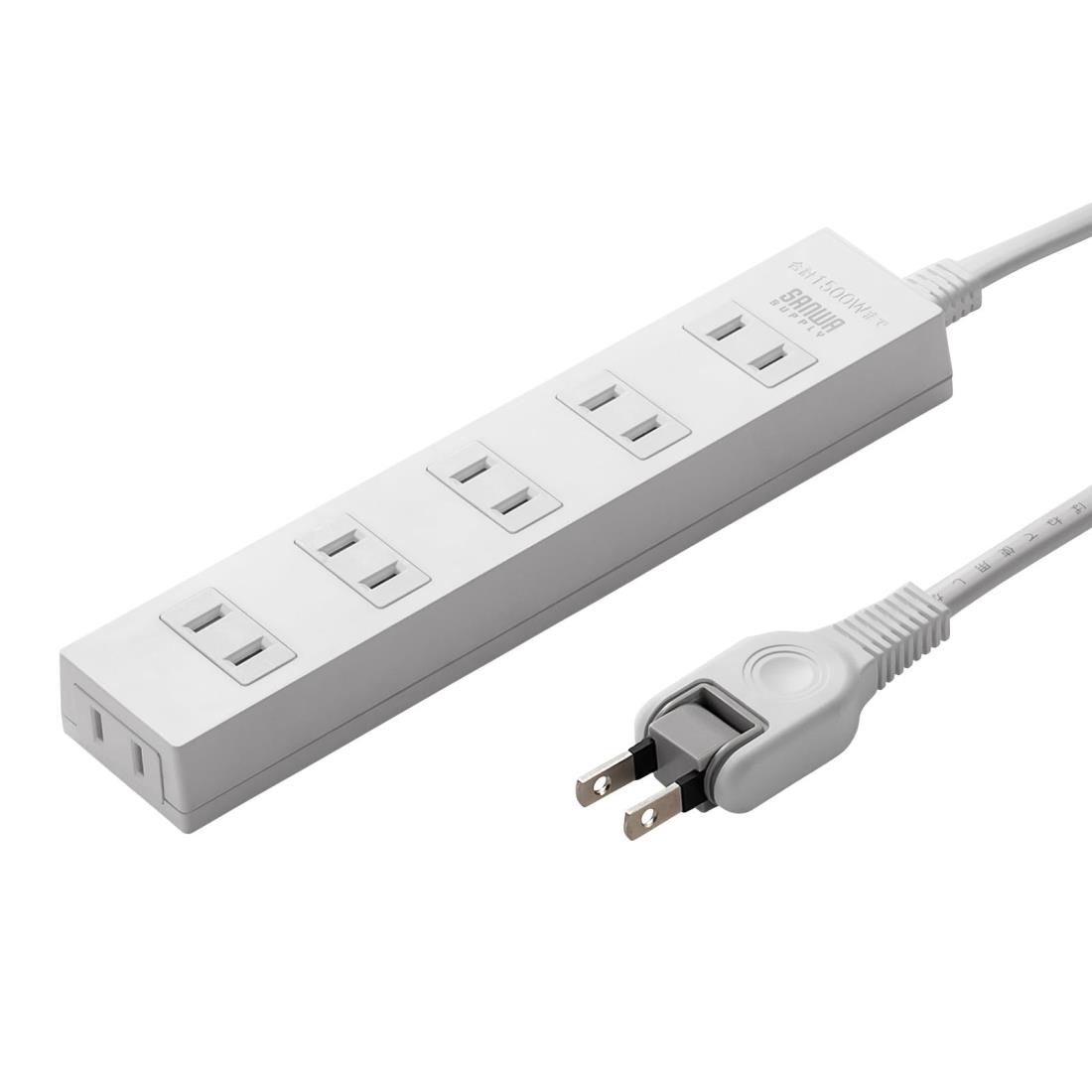 サンワサプライ 電源タップ ほこり防止シャッター 火災予防 6個口・2ピン・1m 配線しやすいスイングプ..