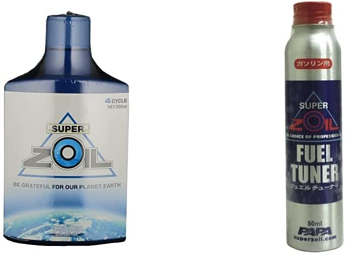 スーパーゾイル エンジンオイル添加剤 SUPER ZOIL eco for 4cycle 4サイクル用 200ml [HTRC3] スーパーゾイル・エコシリーズ スーパーゾイルはエンジンのダメージの回復を促す効果とエンジンの磨耗を大幅に抑え、 部品の寿命を約3倍に延ばしますので、トラブルも大幅に減少させます。 エンジンの状態をベストに保ち、常に最高のコンディションでお乗りいただけるようにサポートします。 また、オイルの酸化防止に優れており、オイル交換サイクルを延ばすことが出来ます。 新車時からご使用いただければ、より永く、確実に新車のままの状態をキープします 。 中古車にご使用いただいた場合、まるで時計の針を戻したかのような効果を実感していただけます。 エコシリーズは従来品の半分の使用量(5%)で金属表面再生効果を発揮できるようにしました。 エンジンオイル注入口より入れてください。エンジンオイルに対し5%が適量です。 慣らし運転の必要はありません。数分の暖気運転と各ギヤを走行によりなじませていただければトリートメントは完了します。 原付2輪からハイブリッドカーまで、あらゆるエンジンを優しく守ります。 驚くほどなめらかな回転フィーリングと省燃費効果が期待できます。 高回転時の油膜切れや、熱の発生を抑えることでオイルの劣化を防ぎます。 低粘度オイルの油膜切れからエンジンを守ります。 メカニズムの磨耗を防ぎ、エンジンの寿命を大幅に延ばします。 PTFE、有機モリブデン、塩素系、有機溶剤系の成分を一切含みません。 スーパーゾイル ガソリン添加剤 SUPER ZOIL FUEL TUNER 80ml [HTRC3] 通常の添加剤では落ちないバルブやインジェクター、オーリング、シリンダー下部、及び燃焼室に付着したカーボン、スラッジ等を溶解、洗浄し燃焼させ、燃料システム全般をクリーンにします。 クリーンになったエンジンに再度カーボンが付着するのを防ぎます。 当社独自の技術により、燃料に含まれる不燃物質及び他の添加剤を効率よく燃焼させることによりパワーアップします。