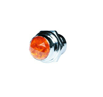 ■サイズ　20mmΦ×高さ27mm、ネジ部外径16mmΦ ■材質 本体：スチール/クロームメッキ、 レンズ：PC、 ナット：アルミ/クロームメッキ ■定格 DC24V　約20mA　約0.5W
