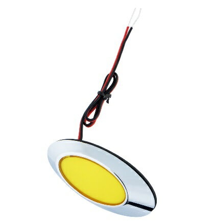 定格 DC10V～DC36V 消費電流 【ブルー、イエロー、グリーン、ホワイト、アイスブルー、アンバー】DC12V時：0.16A、DC24V時：0.07A 【レッド】DC12V時：0.12A、DC24V時：0.06A 明るさ（ルーメン） ブルー：30、イエロー：200、グリーン：110、ホワイト：150、アイスブルー：125、レッド：65、アンバー：110 サイズ 約94×39×11mm、ネジピッチ：70mm 材質 樹脂 内容 本体×1、メッキリング×1、グロメット（平面用×1、曲面用×1）、タッピングビス（M4）×2、ネジ（M4）/ナット×2 防塵防水規格 IPX7相当 ※付属の曲面用グロメットは40～60mmφの丸パイプに適合します。
