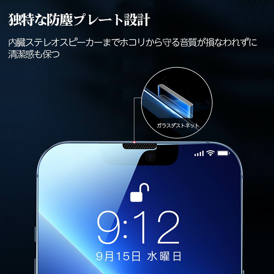 【売りつくしセール】【2枚セット・防塵仕様】 iPhone14 Pro フィルム iPhone14Plus ガラスフィルム iPhone 13mini 保護フィルム iPhone 13Promax 液晶フィルム デジタルレーザ穴あけ 日本製がらす ガイド枠付 簡単貼付 aPanda