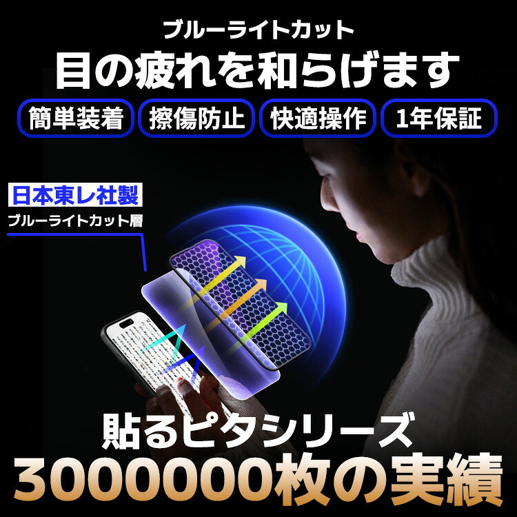 【365日保証・日本製ガラス】iPhone16 Pro フィルム iPhone 16Pro ガラスフィルム ブルーライトカット iPhone16 Pro 保護フィルム 保護シート 画面カバー 液晶保護フィルム アイフォン16Pro アイホン16Pro 16プロ フィルム 硬度10H 簡単貼付 保護フィルム COLORFUL