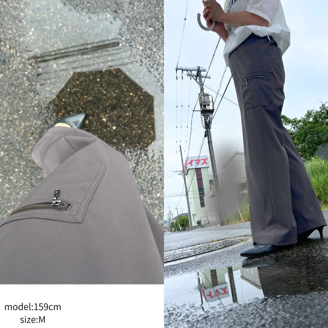 【20％OFFクーポン】撥水加工 レディース ワークパンツ カーゴパンツ ストレッチパンツ 水を弾く 50代 60代 ワイドパンツ ゴム 雨の日 ストレートパンツ 股下長め 股下72 40代 50代 60代 サイドポケット サイドファスナー カジュアル きれいめ シニア 夏 秋 台風 aparosa-10001225 パンツ専門店 APAROSA サンプル画像3