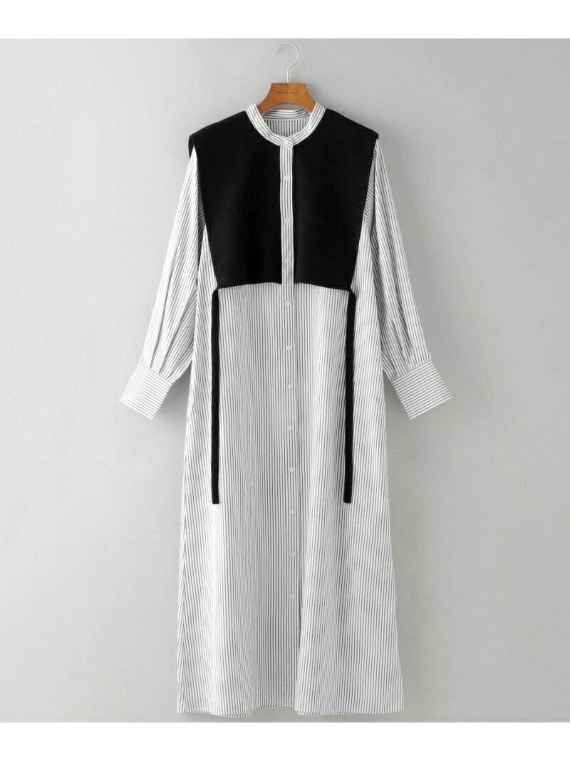 【SALE／19%OFF】(W)ニット2Pフウ/ストライプOP apart by lowrys アパートバイローリーズ ワンピース・ドレス シャツワンピース ホワイト グレー ブルー【RBA_E】【送料無料】[Rakuten Fashion]のサムネイル