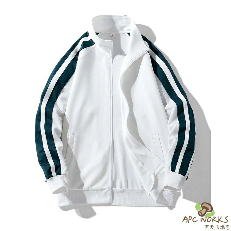 APC WORKS楽天市場店のメンズ ジャージ ジップアップ ジャージ ジャケット スウェット スポーティー アウター スタンドカラー スウェット 立ち襟 春夏 配色ライン カジュアル ルームウェア テレワーク 大きいサイズ スポーツウェア 春服 軽い 春 スウェット 春物｜アングル3