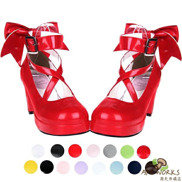 乐天商城 - ロリータ靴 リボン シンプル定番ロリータパンプス ヒール6.5cm ハートヒールパンプス ストリート ロリータジーンズ ストラップパンプス お嬢様 シューズ 女の子靴 シューズ 女の子靴 ロリ姫靴 ロリータファッションお茶会 通勤 通学 送料無料