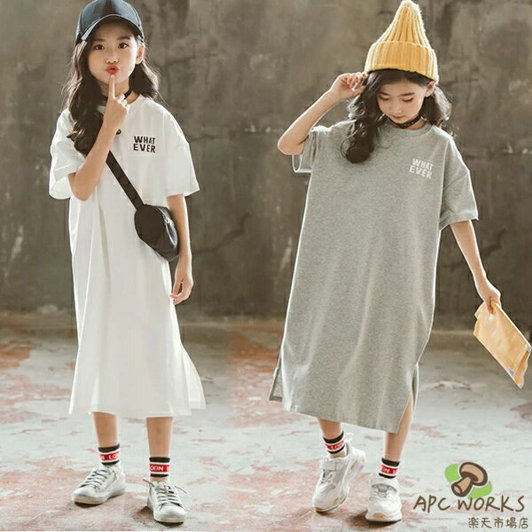 乐天商城 - キッズ 女の子 ワンピース ママ 娘さん 半袖 ロングワンピース ロングTシャツ スリット入り キッズワンピース Tシャツ ママサイズ ミモレワンピース キッズ 子供服 レディースワンピース 大人 親子お揃い 親子ペア可 親子ペアルック ゆったり カジュアル
