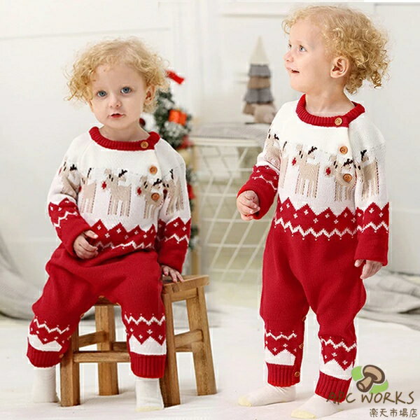 Rakuten - ベビー ロンパース ニット サンタクロース サンタ服 ベビー服 新生児 赤ちゃん クリスマス コスチューム 着ぐるみ サンタコスチューム 肌着 子供服 秋冬 女の子 男の子 コスプレ 普段着 記念撮影用 年賀状用