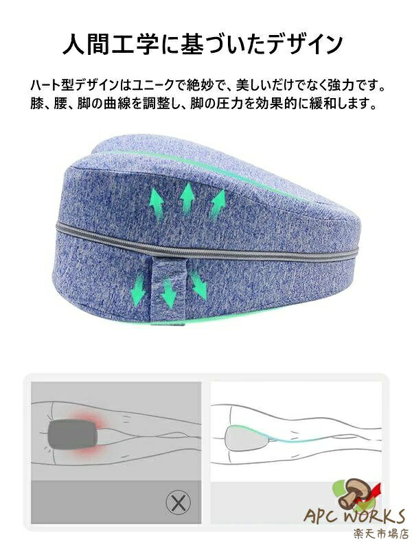 APC WORKS楽天市場店の足枕 むくみ 5color 膝枕 足まくら ひざ下枕 脚足枕 足膝背 疲れ 体圧分散 人間工学 疲れ解消 低反発 解消むくみ 妊娠産後 股関節の手術後 睡眠改善 カバー洗える プレゼント ギフト｜アングル3