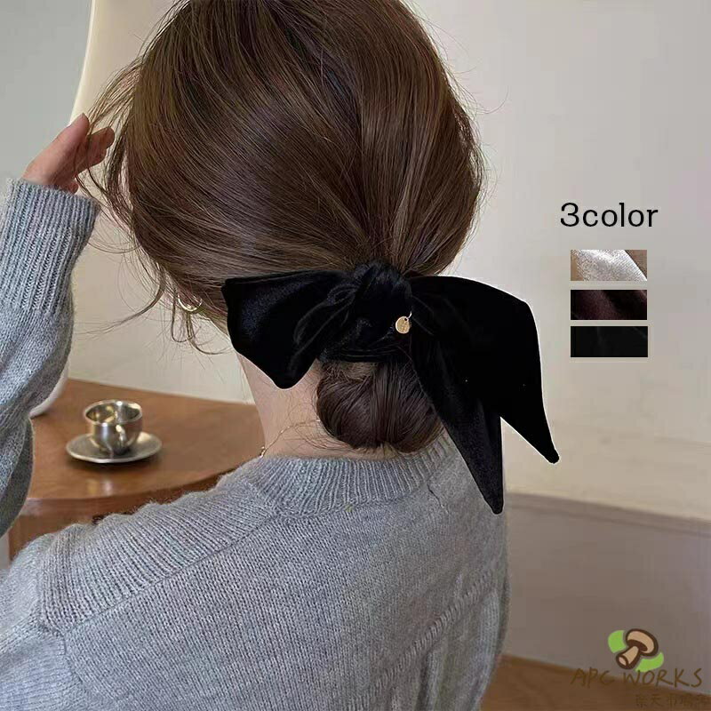 送料無料 リボン ヘアアクセ ベロア リボン シュシュ リボンシュシュ ベロアシュシュ シュシュ ヘアタイ ヘアゴム ヘアカフ レディース 大人っぽい かわいい エレガント モード 人気 秋冬 大きめ人気