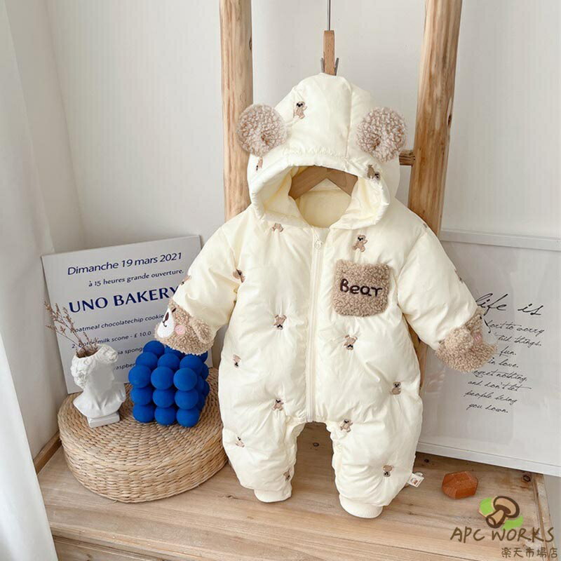 送料無料 ベビー ジャンプスーツ 雪遊び ベビー カバーオール フード付き 中綿 裏ボア アウター ロンパース ベビー服 子供服 キッズ 子供 こども 赤ちゃん あかちゃん 長袖 雪遊び 撥水 防水 防寒 秋冬 プレゼント ギフト