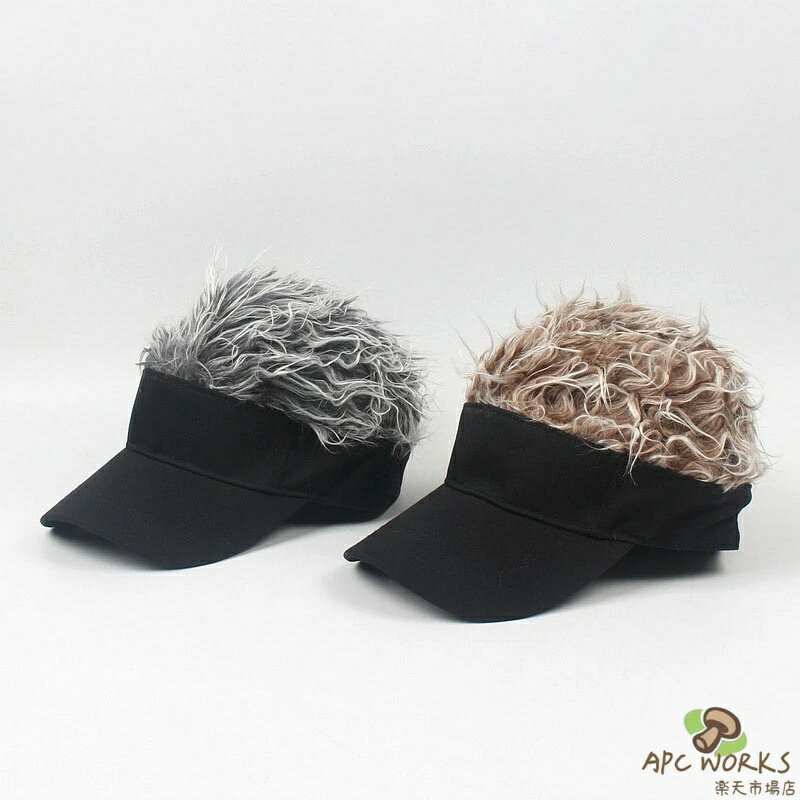 送料無料 かつら付きサンバイザー ゴルフ バイザー 髪の毛 ウィッグ 付 帽子 キャップ 野球帽 ゴルフ 釣り キャップ 日除け 変装 仮装