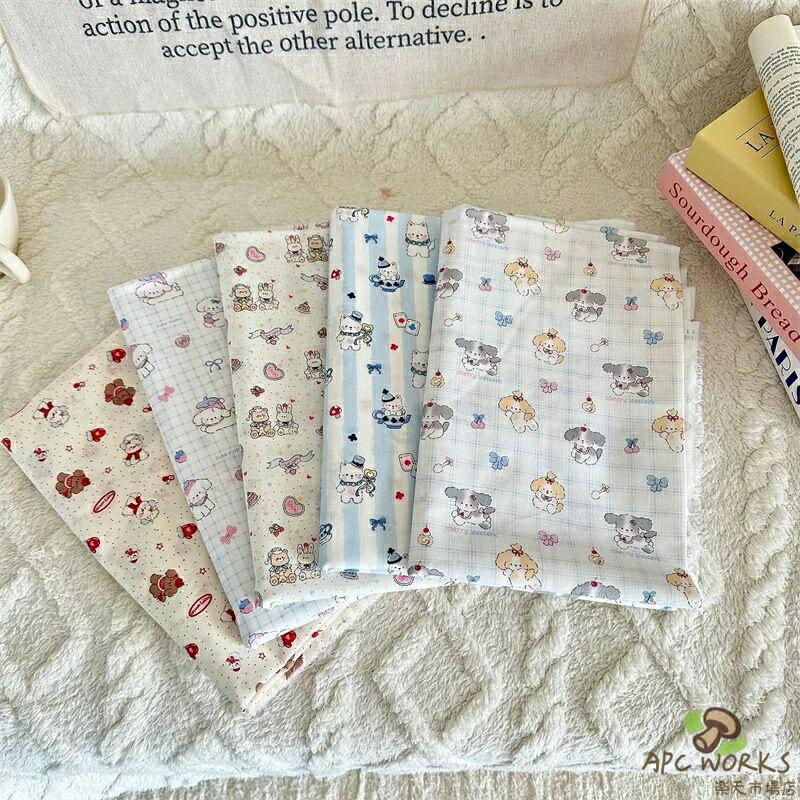 乐天商城 - 送料無料 生地 布 手芸 裁縫 DIY アニメ 犬柄 おしゃれ 親子服 ホームウェア ハンドメイド コットン100% 手作り DIY生地 座布団 手提げバッグ テーブルロス ソファカバー クッションカバー ショッピングバッグ カーテン 小物づくり 幅140cm*90cm 完成品なし