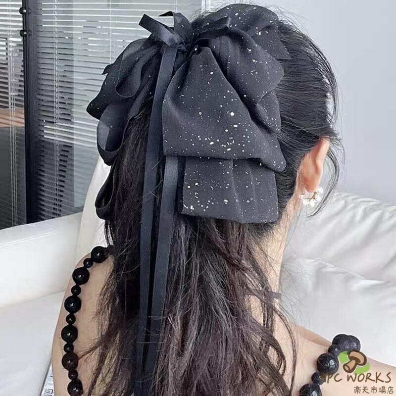 送料無料 バンスクリップ リボン 大きめ ヘアクリップ 結婚式 バレッタ リボンバレッタ リボン ヘアアクセサリー BIG 大きめ ボリューム シフォン ふわふわ 軽やか かわいい ブラック アイボリー リボンバレッタ 浴衣 着物 プレゼント