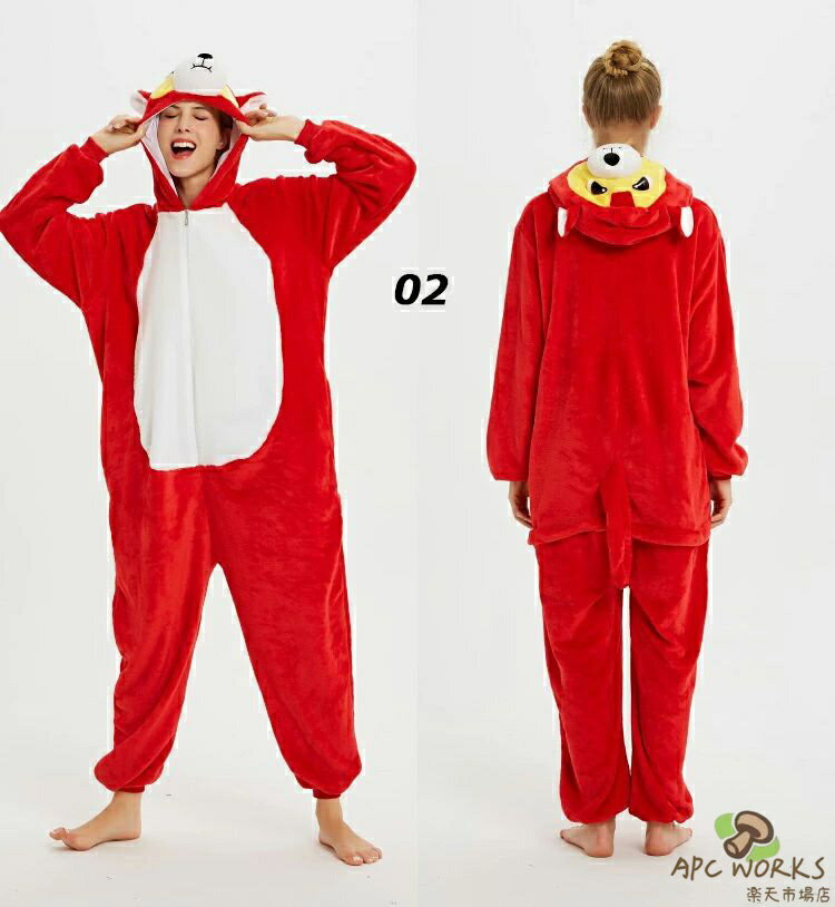送料無料 着ぐるみ フランネル カバーオール アニマル パジャマ ワンピースナイトウェア フード付き 動物 ハロウィン　コスチューム ホームウェア 寝間着 パーティー コスプレ 親子 大人 ユニセックス　うさぎ