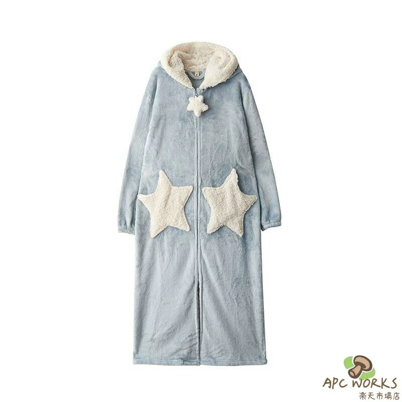 着る毛布 大きい あったかい バスローブ レディース ネグリジェ 可愛い 星柄 月柄 ふわふわ 暖かい パジャマ ふわもこ 厚手 寝巻き カジュアル ロング丈 風呂上り 前開き パジャマ 男女兼用