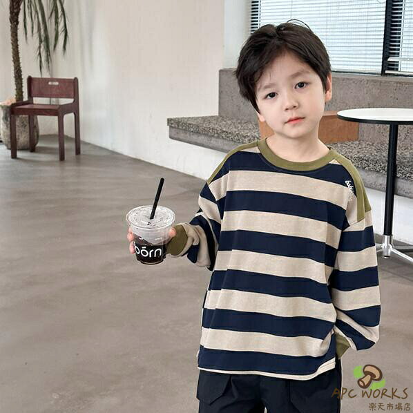 ボーダートップス 子供服 長袖 Tシャツ ボーイズ 女の子 男の子 綿 トップス パーカー トレーナー　ストライプ カッコイイ カジュアル ジュニア お洒落　インナー ベビー 男児
