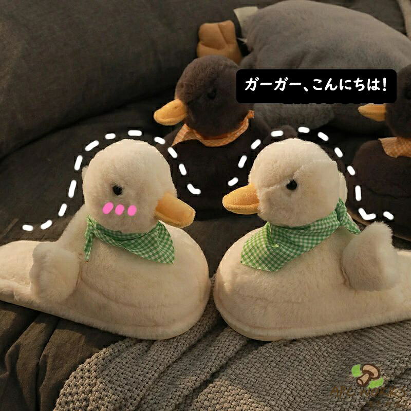 スカーフ鴨　スリッパ 鴨スリッパ　かわいいあひる　ふわふわ　冬の必需品　保温効果　おしゃれ　癒し系デザイン　もこもこ あったかい 歩きやすい 室内 冬用 ルームシューズ レディース メンズ 柔らかい 足に優しい 静音性 来客用 家族向け 屋内 誕生日 お祝いギフト apc-works-10007160 APC WORKS楽天市場店 サンプル画像3