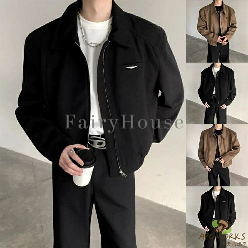 Rakuten - ジャケット メンズ 男性用 黒 ブラック ショート丈 肩パッド入り 襟付き 野球服 ベースボールジャケット ポリエステル 日常着