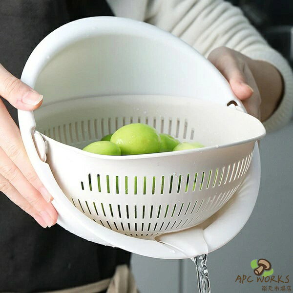 【無料送料】1個 プラスチック製 二重層 回転式 ドレインバスケット キッチン用 野菜・果物洗い フィルターツール その他のキッチン用品
