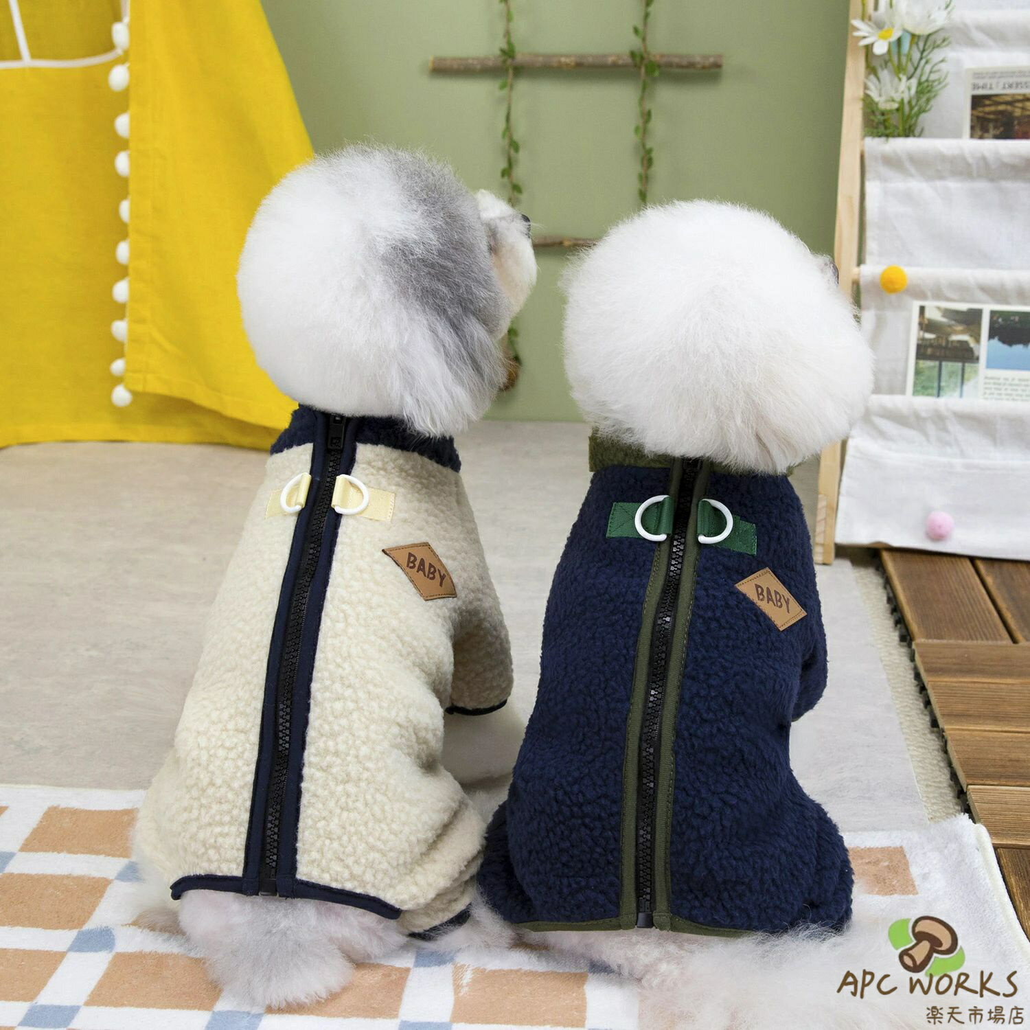 犬 服 秋冬 ボア もこもこ あったか ベスト 防寒 ジャケット ファスナー 小型犬 中型犬 トイプードル シーズー マルプー フレンチブル コーギー 散歩 着脱簡単 ふわもこ アウター XS S M L XL 2XL ホワイト ネイビー ハーネス