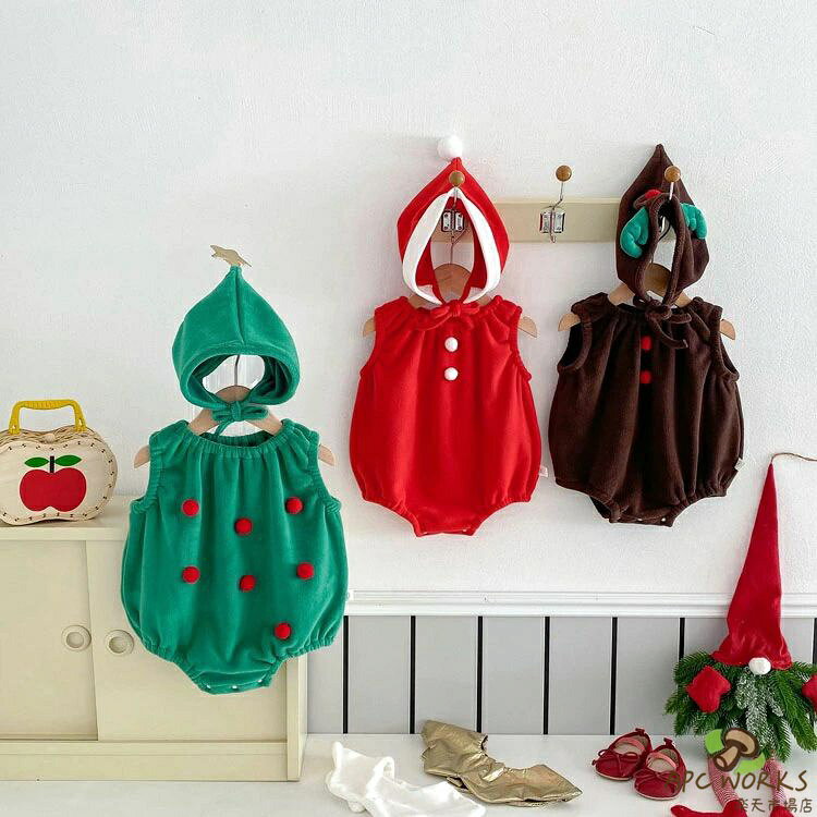 APC WORKS楽天市場店のクリスマス 衣装 ベビー ロンパース サンタ コスプレ 赤ちゃん クリスマス トナカイ 服 コスチューム ロンパース 男の子 女の子 新生児 サンタコス サンタコスプレ ベビー服 クリスマスツリー 冬 着ぐるみ もこもこ かわいい 出産祝い プレゼント｜アングル3
